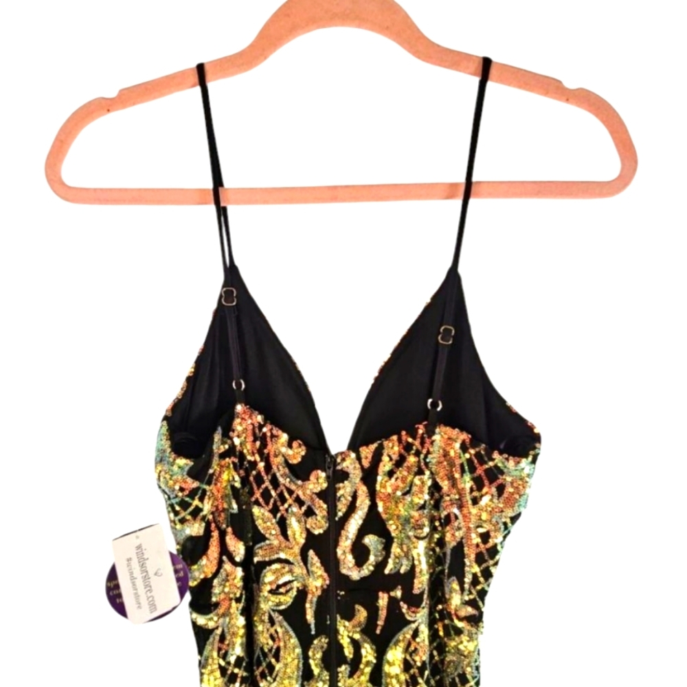 NWT - Windsor - Black Iridescent Sequin Maxi Scroll Dress - Size Medium - Picture 10 of 12